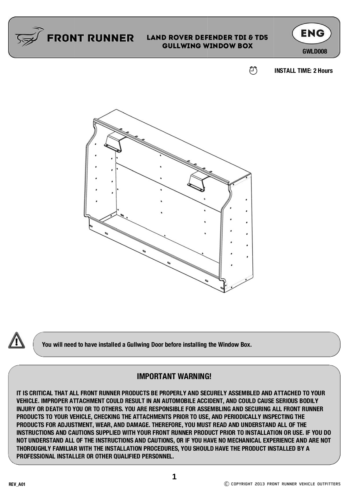 Installation instructions for GWLD008