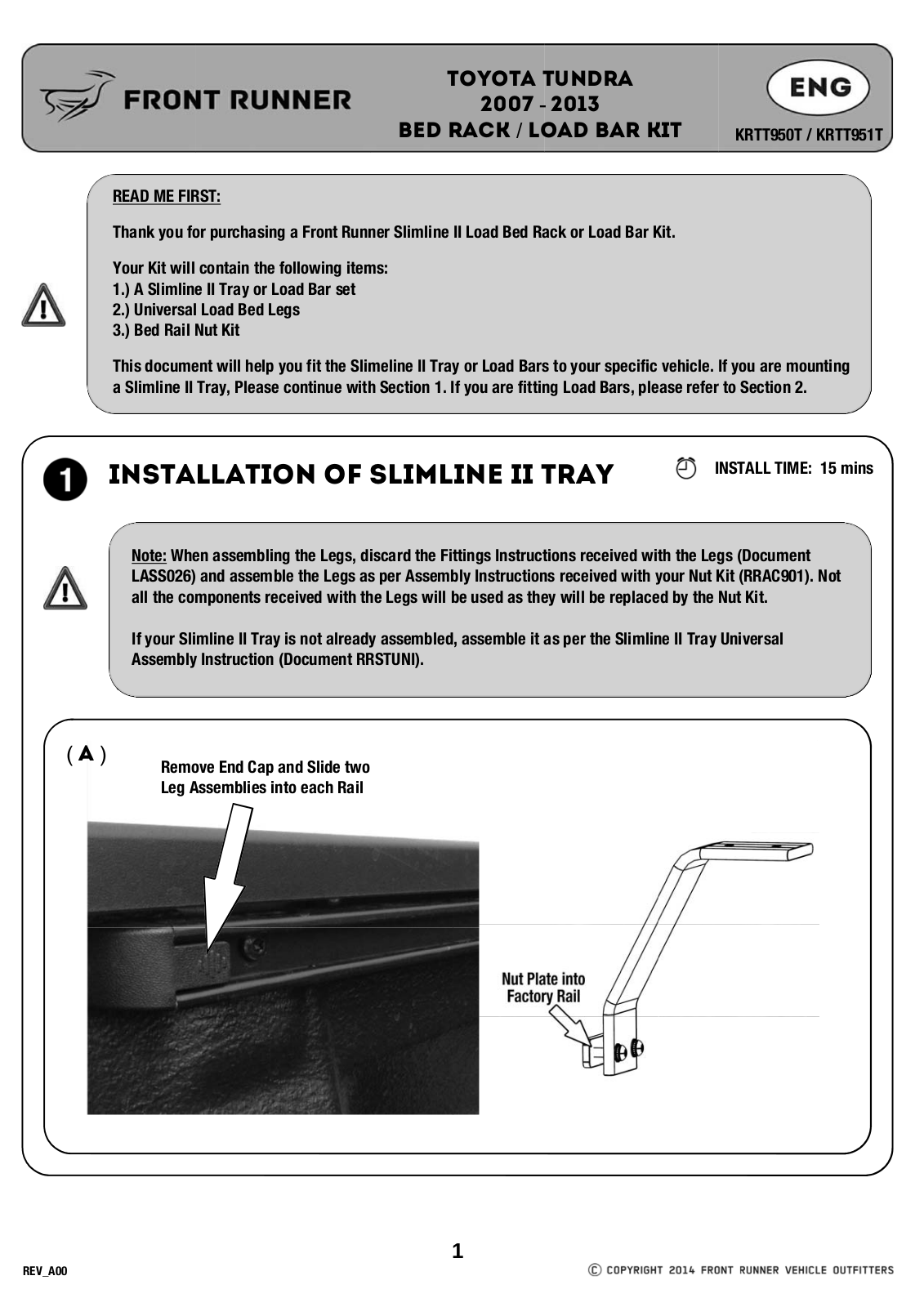 Installation instructions for KRTT950T