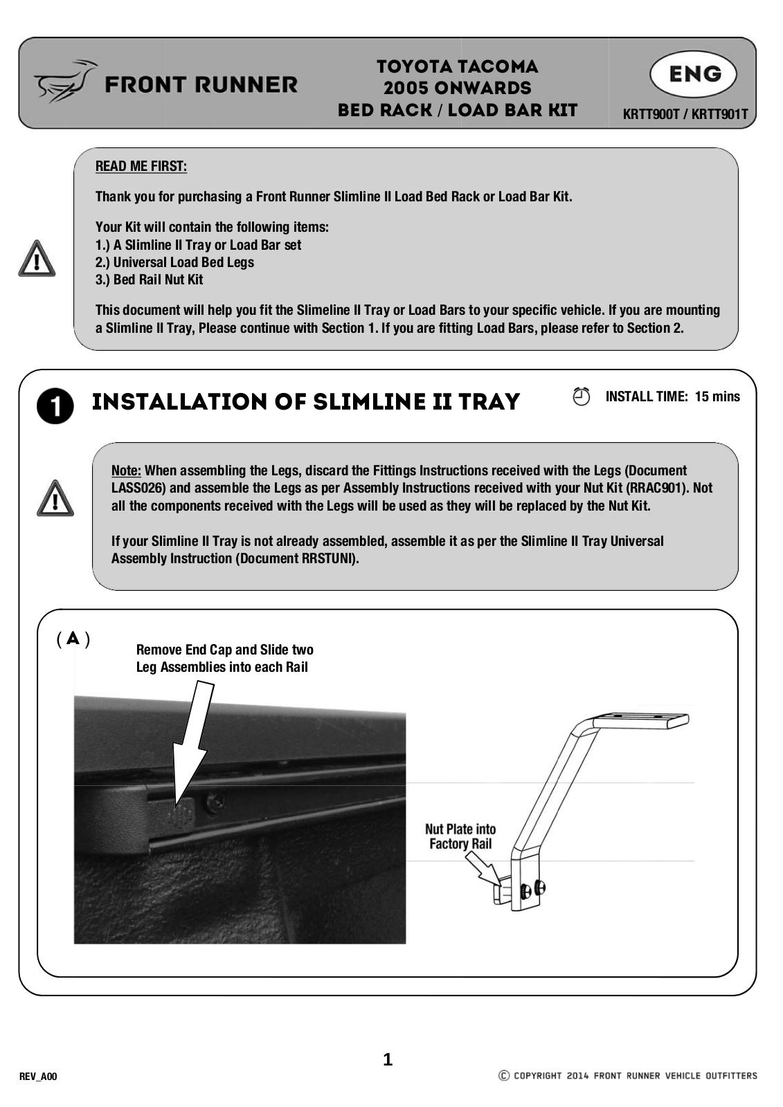 Installation instructions for KRTT900T