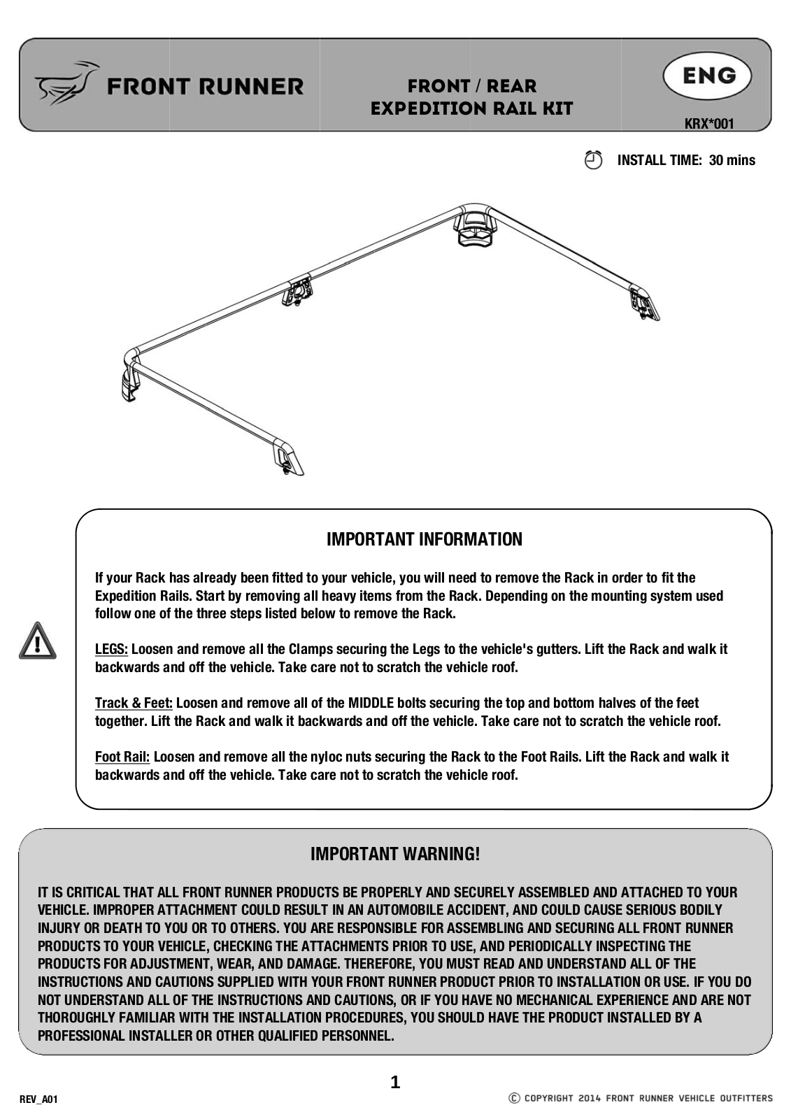 Installation instructions for KRXD001
